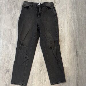 Black Distressed High-Rise Jeans